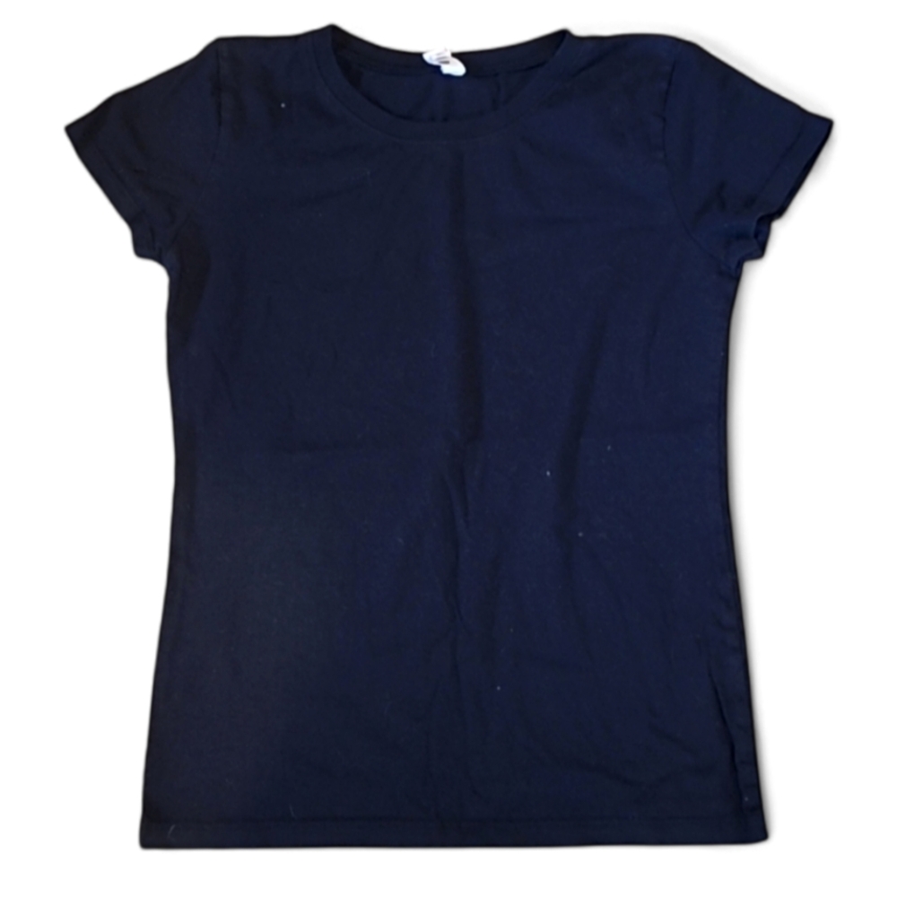 Girl's Clementine Brand Tee Shirt Solid Black 100% Cotton XL 14/16